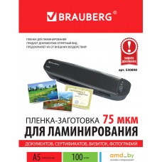 Пленка для ламинирования BRAUBERG Brauberg А5 75 мкм 100 шт 530898 (глянцевый, прозрачный)