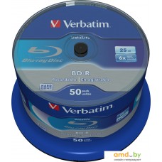 BD-R диск Verbatim BD-R 25Гб 6x SL Datalife шпиндель 50 шт арт.43838