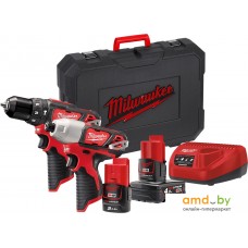 Milwaukee M12 M12BPP2B-421C 4933443497 (шуруповерт, винтоверт, 2 АКБ, кейс)