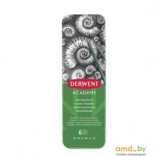 Набор простых карандашей Derwent Academy Sketching Tin, металл пенал 3B-2H, 6шт