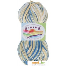 Набор пряжи для вязания Alpina Yarn Katrin №155 (2x140 м, желтый/синий/белый/салатовый)