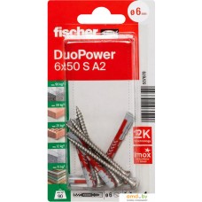 Дюбель-гвоздь Fischer DuoPower 6 x 50 S A2 K NV 537670 (4 шт)