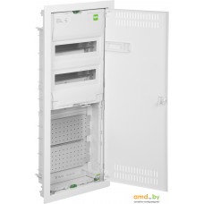 Бокс пластиковый Elektro-Plast MSF TWIN RP комбинированный, 2*12M+2xМП перф., N/PE-шинки, 1xSCHUKO, мет. дверь, белый RAL9016, 358x853x94mm, IP30