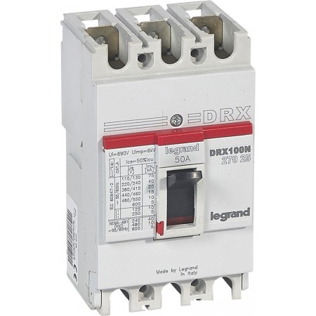 

Выключатель автоматический Legrand DRX 12550A 3P 20KA 27025, DRX 12550A 3P 20KA 27025