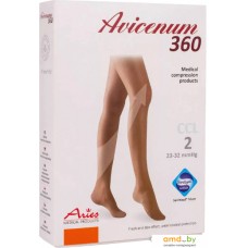 Чулки компрессионные Aries Avicenum 360 с резинкой и закрытым носком 9999 (S, normal)