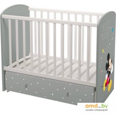 Классическая детская кроватка Polini Kids Disney baby 750 Микки Маус (серый/белый)