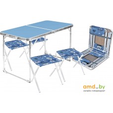 Стол со стульями Nika складной стол влагостойкий и 4 стула ССТ-К2 (голубой)