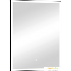 Континент Зеркало Frame Led Black 60x80 (с подогревом и часами)