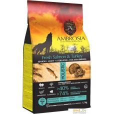 Сухой корм для собак Ambrosia Senior & Sterilized Mini Breeds Fresh Salmon & Turkey (для пожилых, стерилизованных мини-пород с лососем и индейкой) 1.5 кг