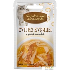 Лакомство для кошек Деревенские лакомства Суп из курицы с уткой и тыквой 35 г