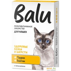 Лакомство для кошек Balu Здоровье кожи и шерсти для здоровье кожи и шерсти 50 г (100 таблеток)