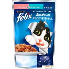 Консервированный корм для кошек Felix Двойная вкуснятина с лососем и форелью 0.085 кг