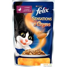 Консервированный корм для кошек Felix Sensations в соусе с уткой с морковью 0.085 кг