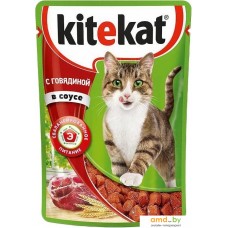 Консервированный корм для кошек Kitekat с говядиной в соусе 0.085 кг