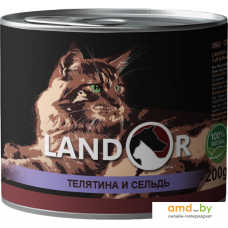 Консервированный корм для кошек Landor Senior Calf and Herring 200 г