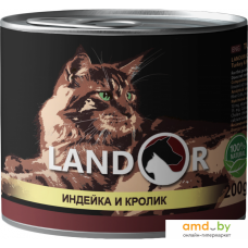 Консервированный корм для кошек Landor Adult Turkey and Rabbit 200 г