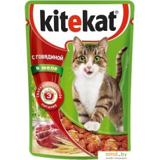 Корм для кошек Kitekat с говядиной в желе 0.085 кг