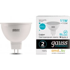 Светодиодная лампочка Gauss Elementary MR16 11W 850lm 4100K GU5.3 LED 13521