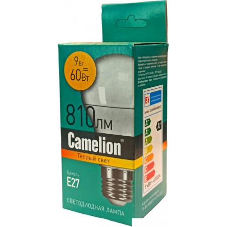 

Светодиодная лампочка Camelion Е27 9Вт 3000K A60 15065, Е27 9Вт 3000K A60 15065