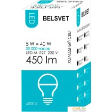 Светодиодная лампочка Belsvet LED-M G45 E27 5 Вт 4000 К