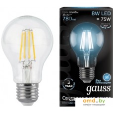 Светодиодная лампа Gauss Filament A60 E27 8 Вт 4100 К 102802208