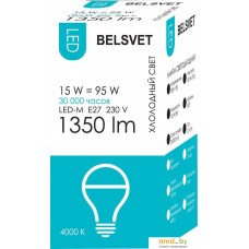 Светодиодная лампочка Belsvet LED-M A65 E27 15 Вт 4000 К