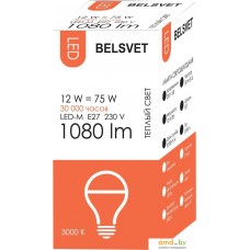 Светодиодная лампочка Belsvet LED-M A60 E27 12 Вт 3000 К