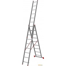 Лестница-стремянка Новая высота NV 123 алюминиевая трёхсекционная 3x9 ступеней