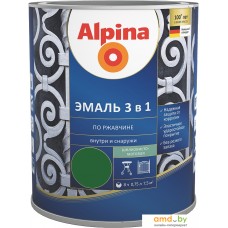 Эмаль Alpina Эмаль 3 в 1 по ржавчине (зеленый, шелковисто-матовая, 0.75 л)