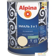 Эмаль Alpina Эмаль 3 в 1 по ржавчине (слонов. кость, шелковисто-мат., 0.75 л)