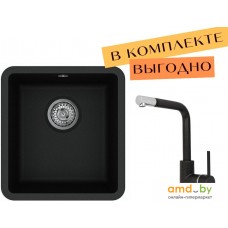 Кухонная мойка Aquasanita Arca SQA101 + Forte 5553 (черный металлик 601)