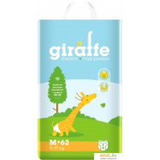 Трусики-подгузники Lovular Giraffe M 6-11 кг (62 шт)