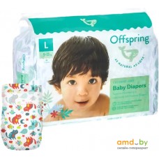 Подгузники Offspring L 9-13 кг Котики (36 шт)